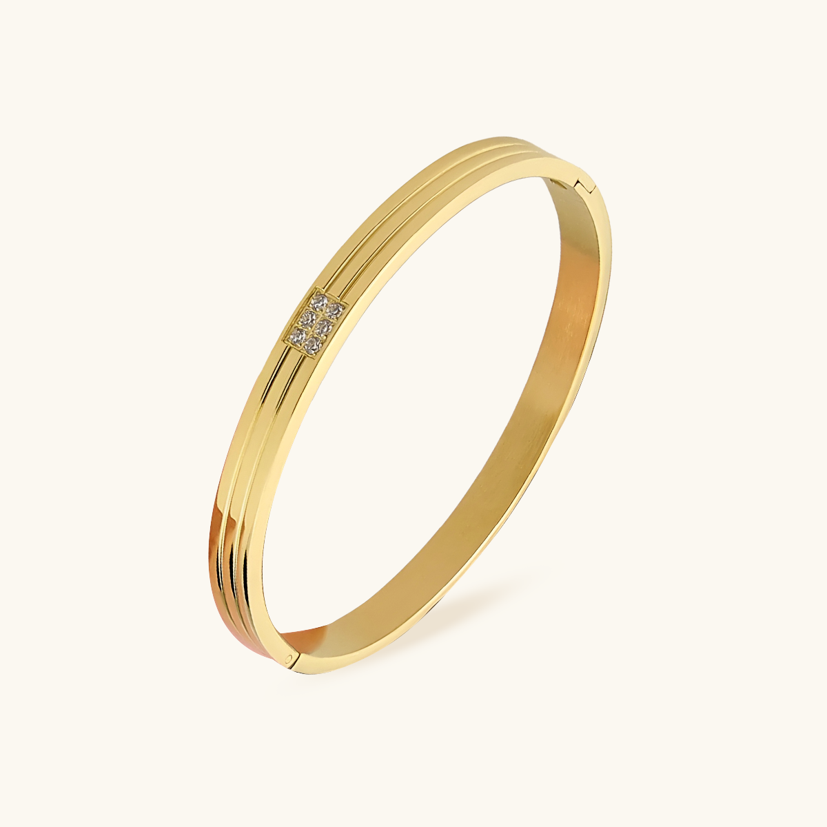 Carved Stone Bangle Bracelet - Gold