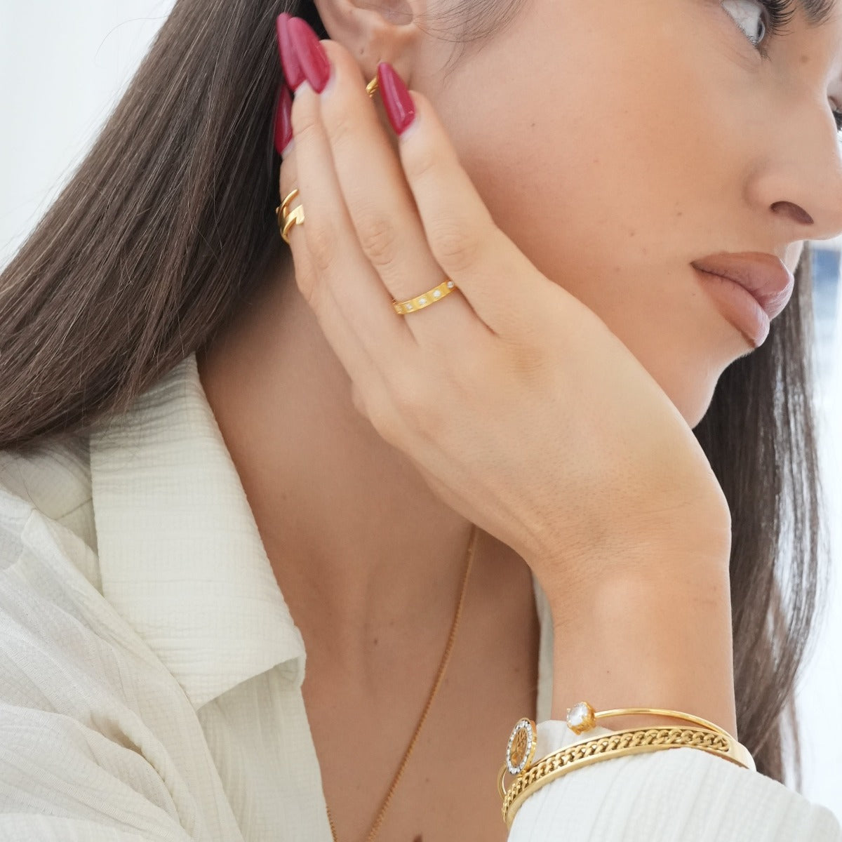 Curb Chain Bangle Bracelet - Gold