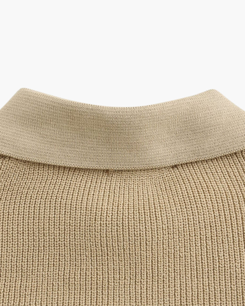 Knitted Cotton Zip-Up Sweater