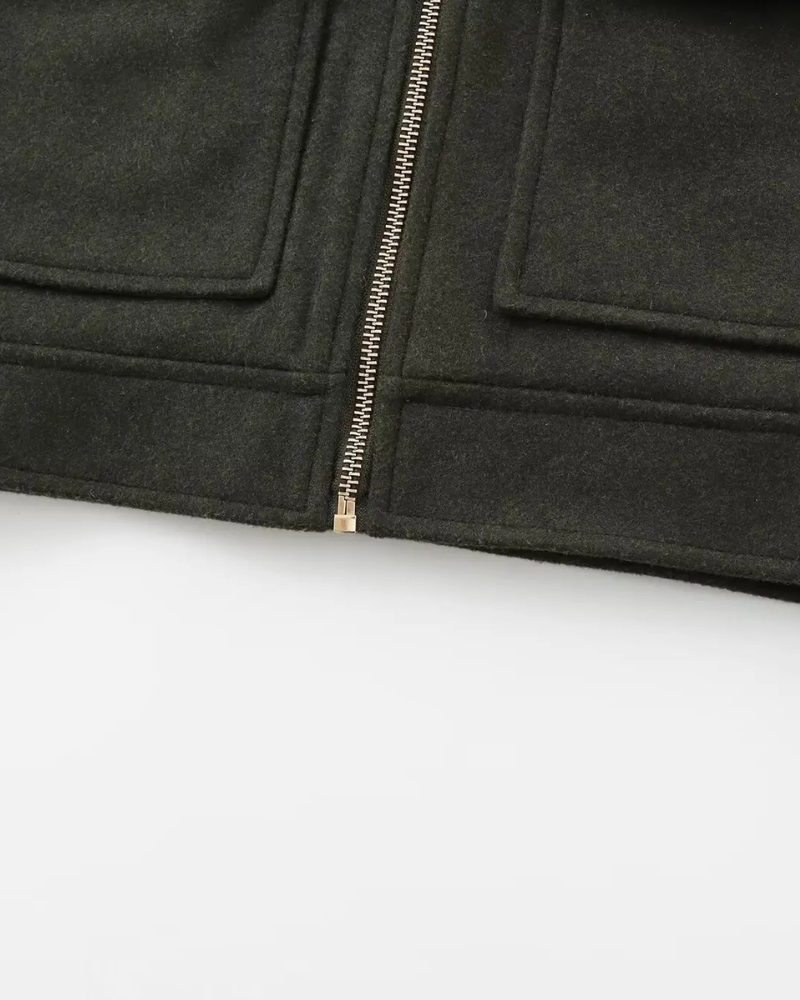 Short Zip-Up Jacket with Pockets