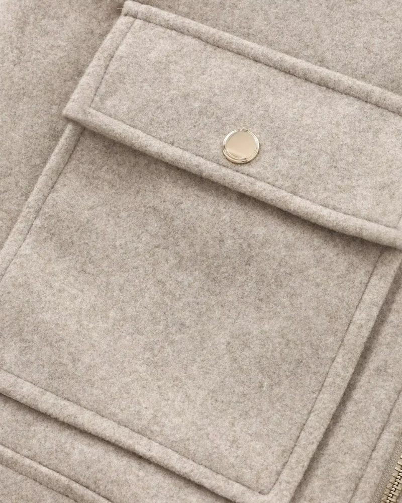 Short Zip-Up Jacket with Pockets