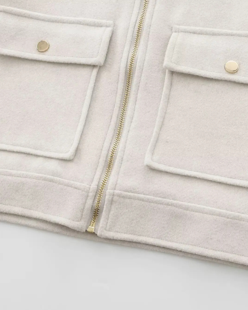 Short Zip-Up Jacket with Pockets
