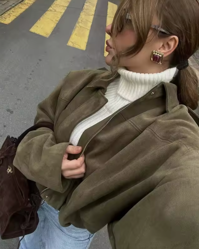 Women’s Suede-Style Bomber Jacket