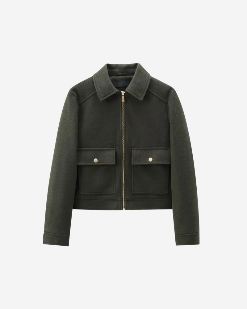 Short Zip-Up Jacket with Pockets