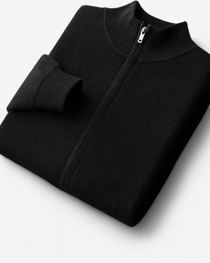 Merino Wool Zip-Up Sweater