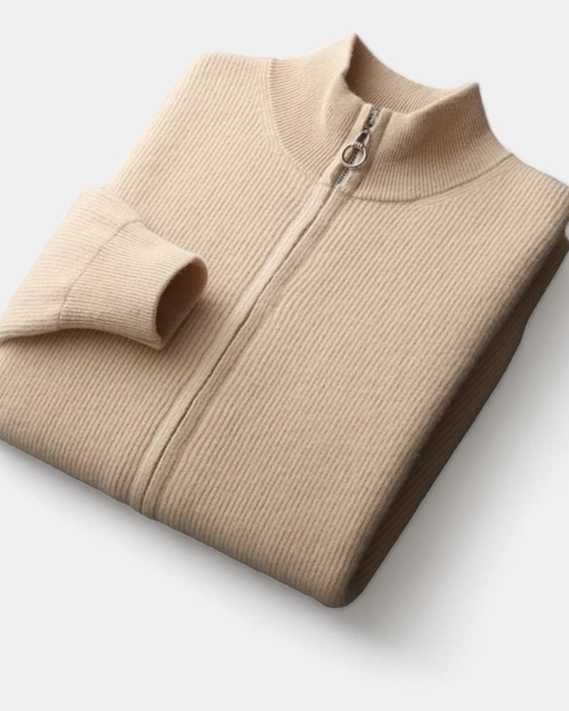 Merino Wool Zip-Up Sweater