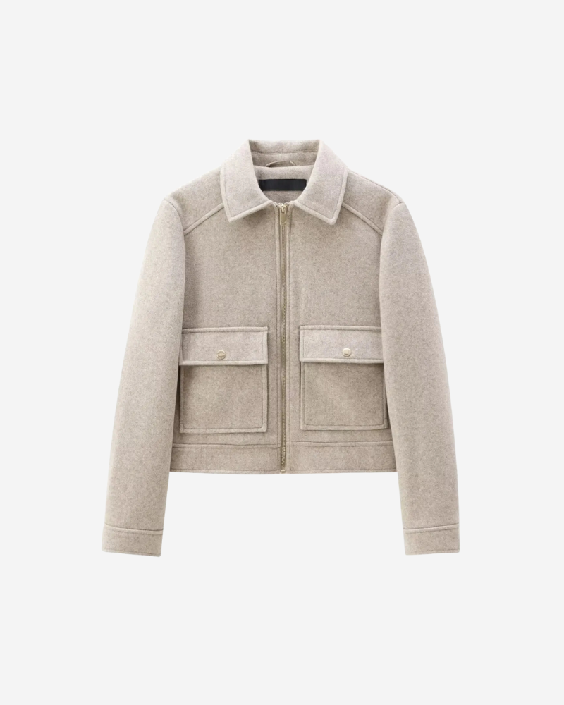 Short Zip-Up Jacket with Pockets