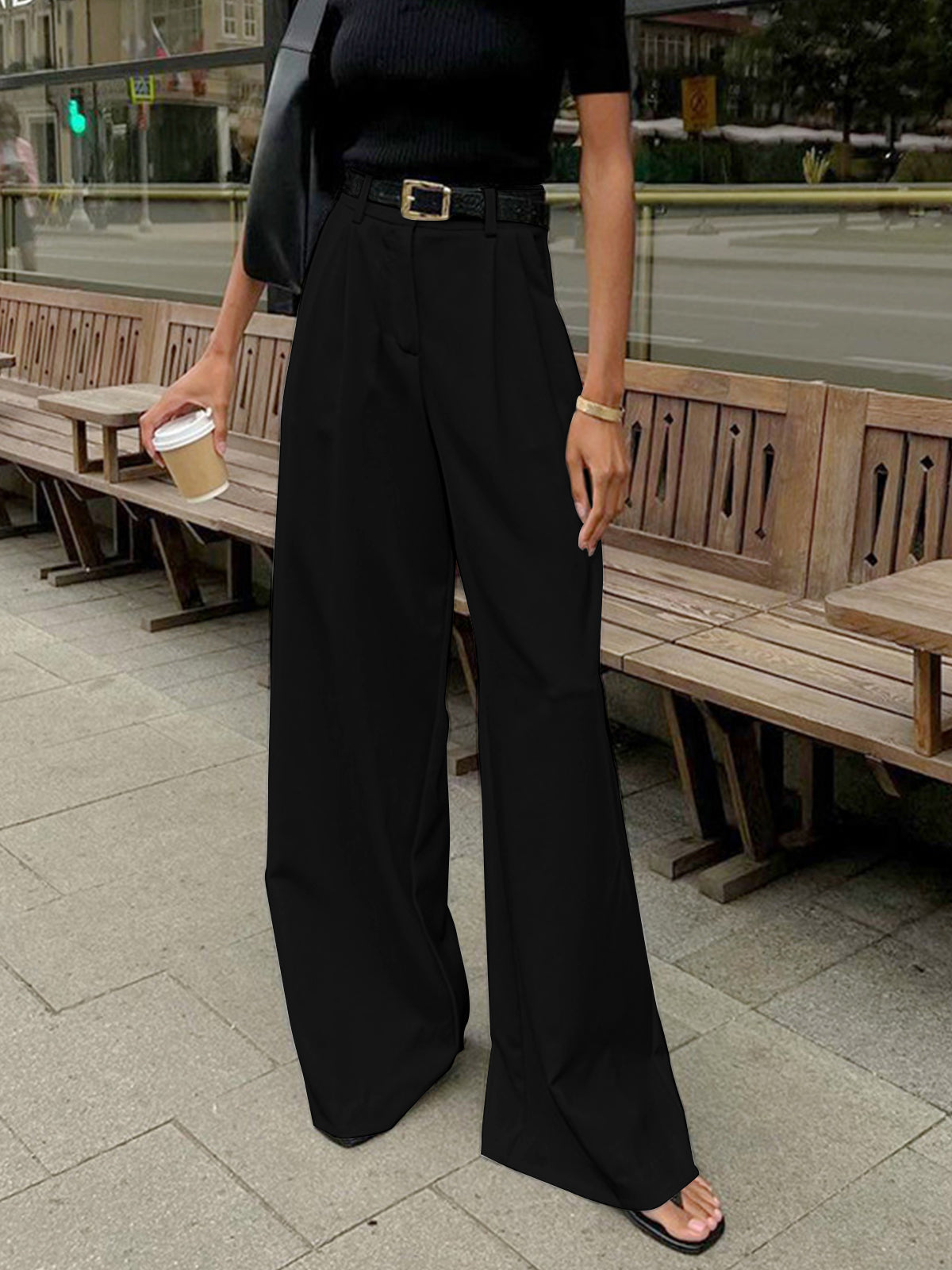 Solid Wide Leg Pants