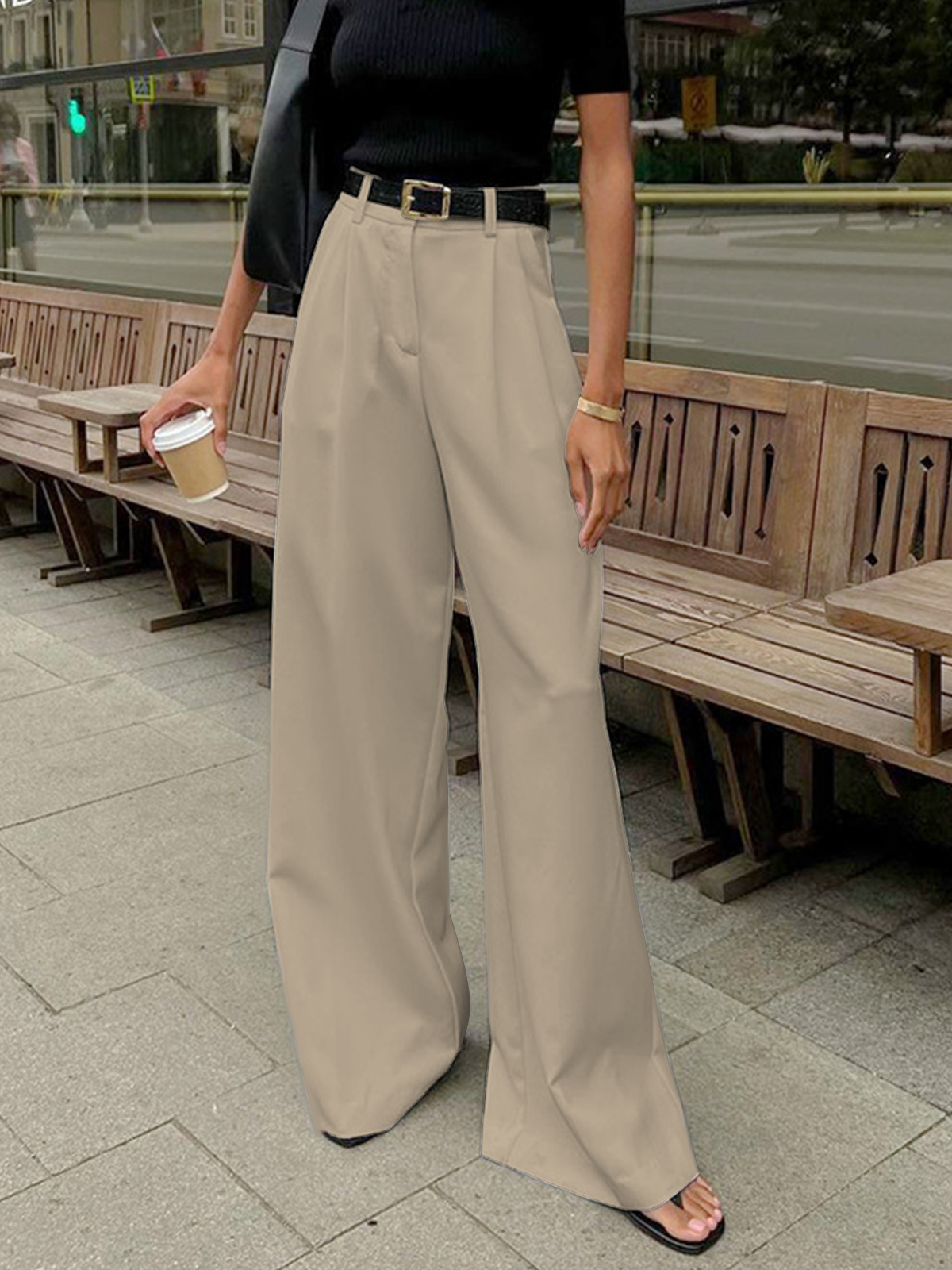 Solid Wide Leg Pants