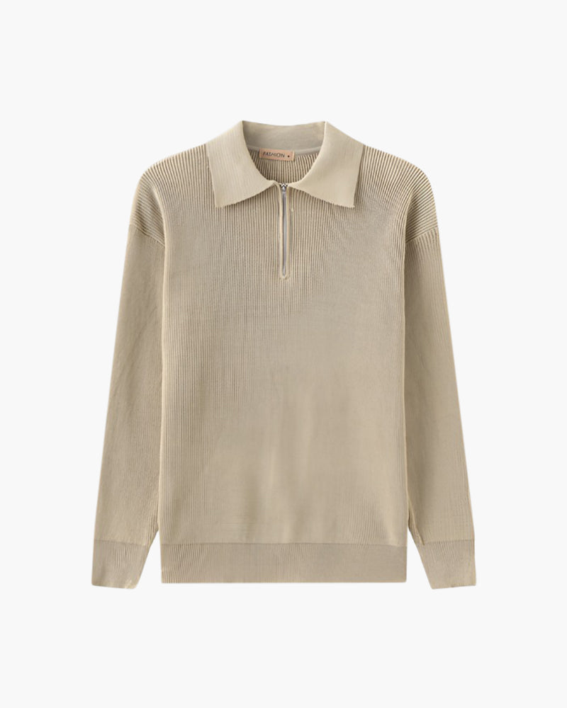Knitted Cotton Zip-Up Sweater