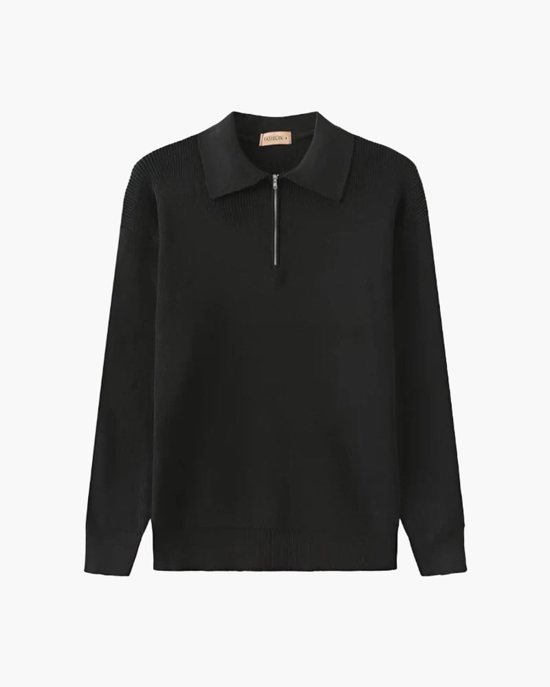 Knitted Cotton Zip-Up Sweater