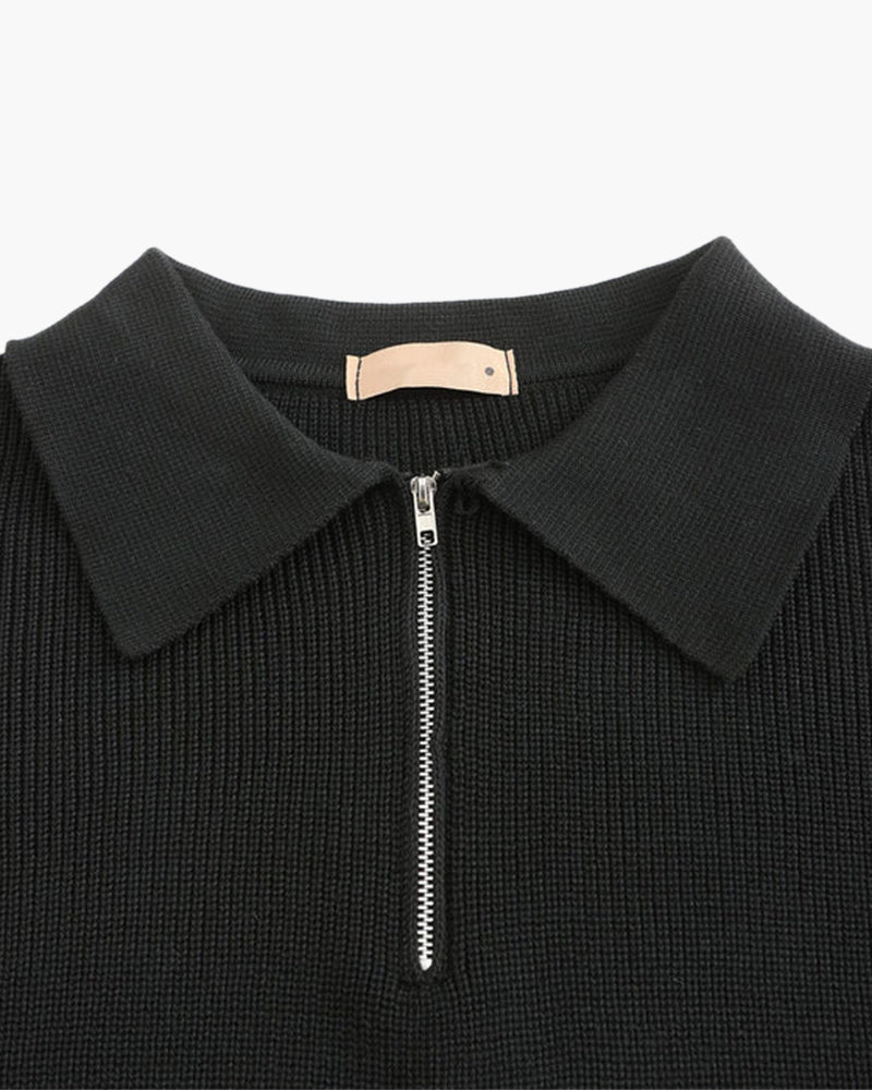 Knitted Cotton Zip-Up Sweater