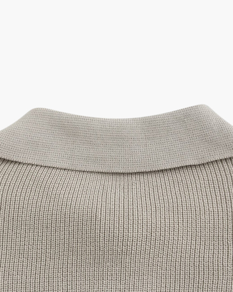 Knitted Cotton Zip-Up Sweater