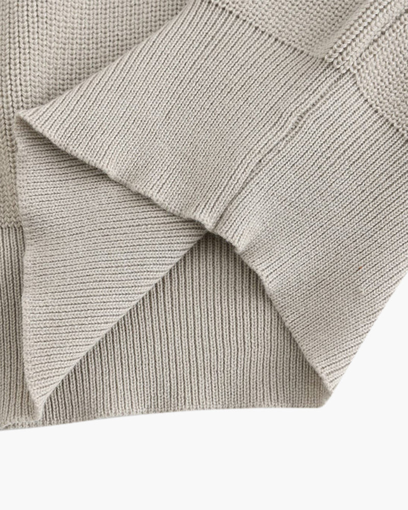 Knitted Cotton Zip-Up Sweater