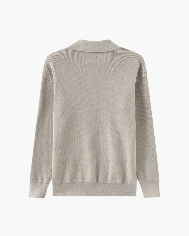 Knitted Cotton Zip-Up Sweater