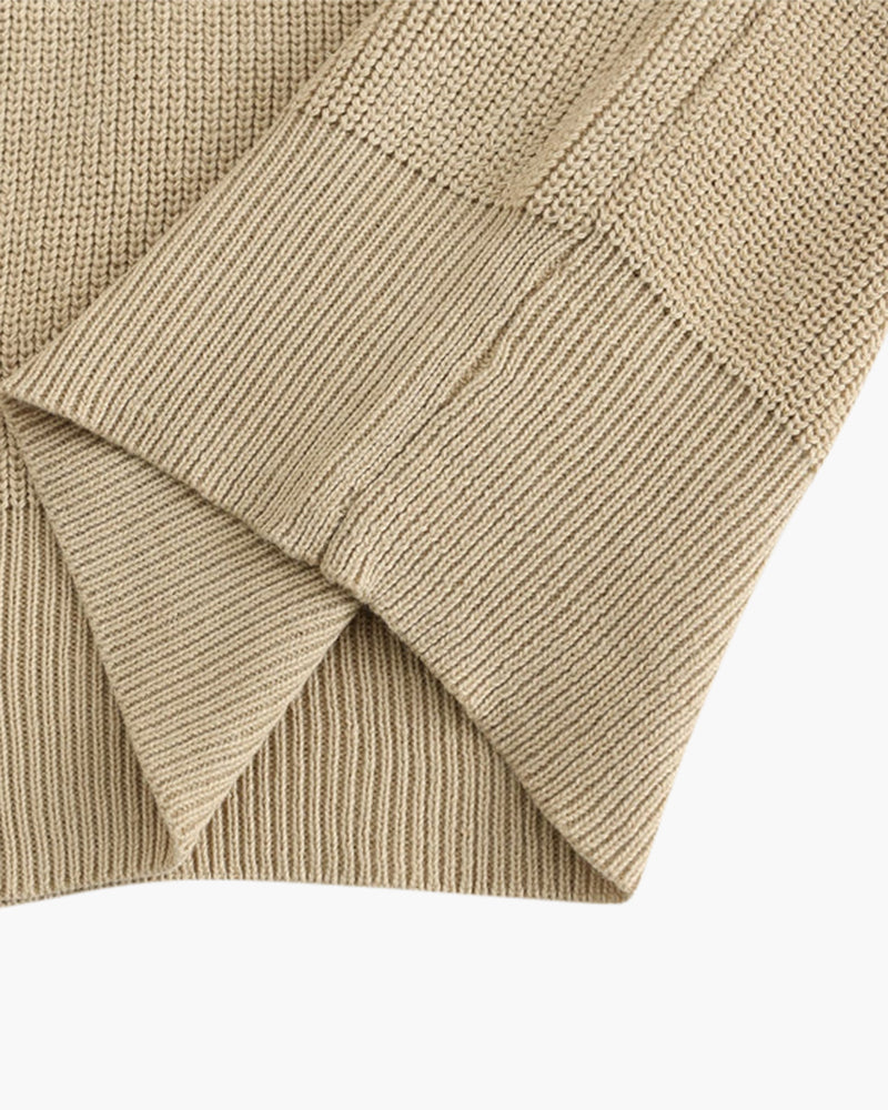 Knitted Cotton Zip-Up Sweater