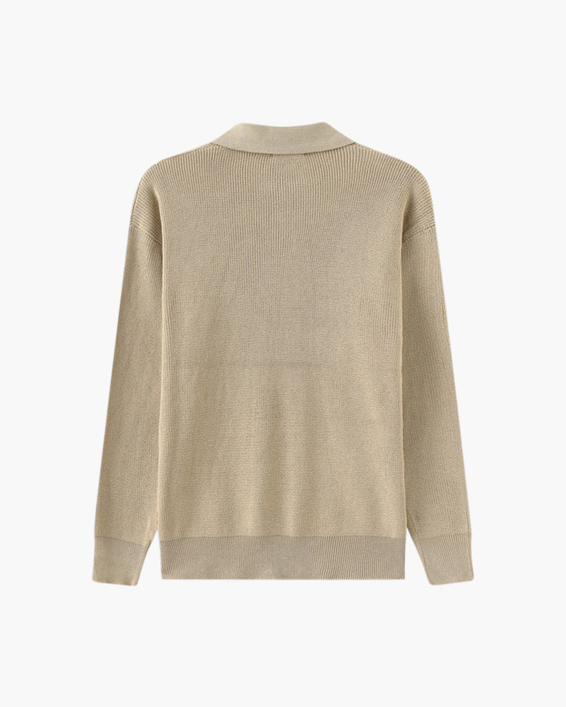 Knitted Cotton Zip-Up Sweater