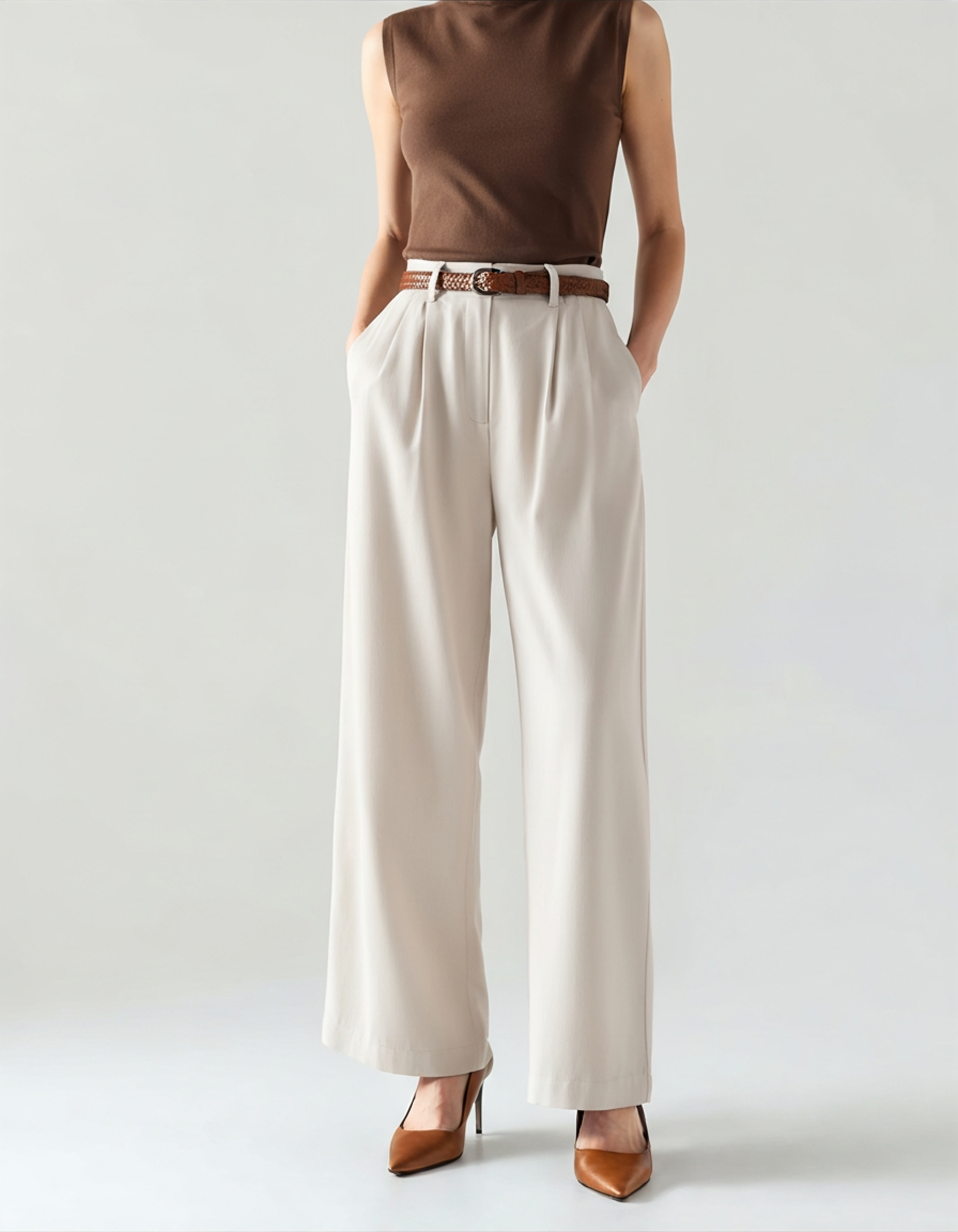 Pleated Wide-Leg Pants