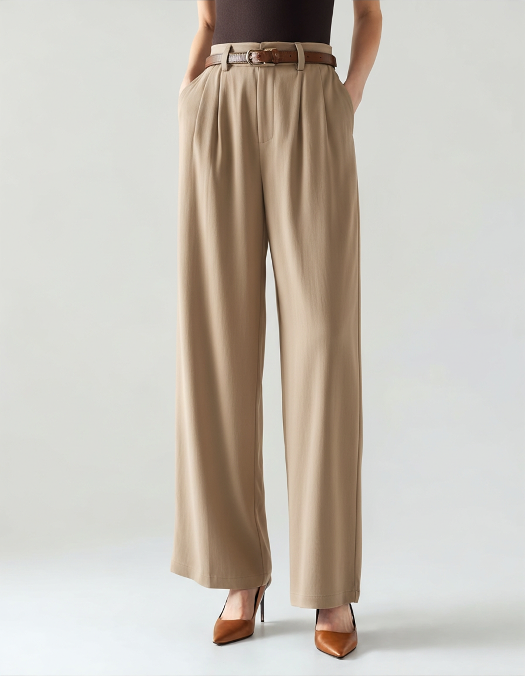 Pleated Wide-Leg Pants